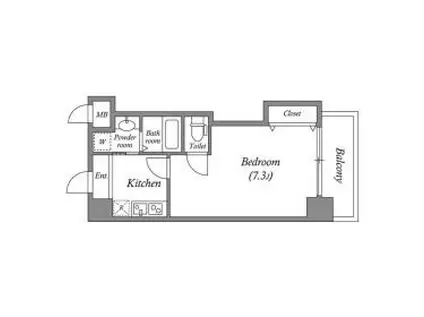 URESIDENCE京橋(1K/4階)の間取り写真