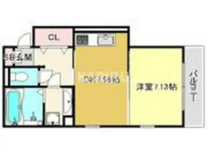 プルミエール蒲生(1DK/2階)の間取り写真