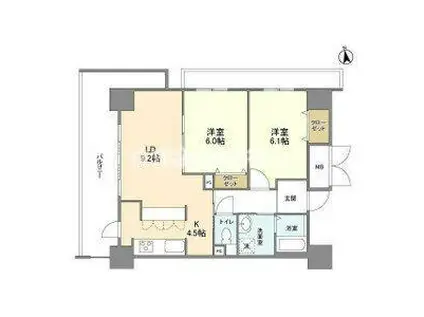 グランルージュ城東(2LDK/9階)の間取り写真