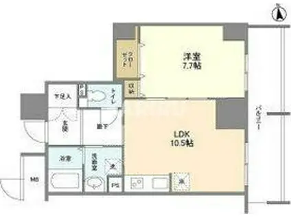 グランルージュ城東(1LDK/5階)の間取り写真