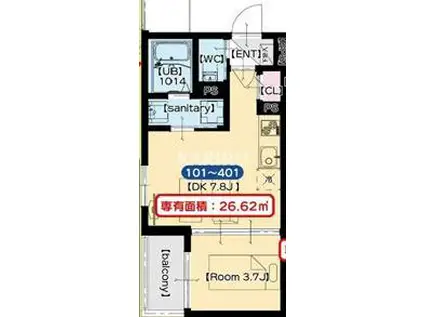 Z COURT 京橋(1DK/2階)の間取り写真