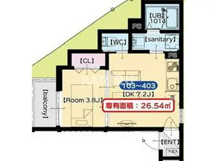 Z COURT 京橋(1DK/2階)の間取り写真