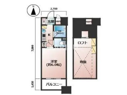 エステムコート大阪城前・OBPリバーフロント(1K/7階)の間取り写真