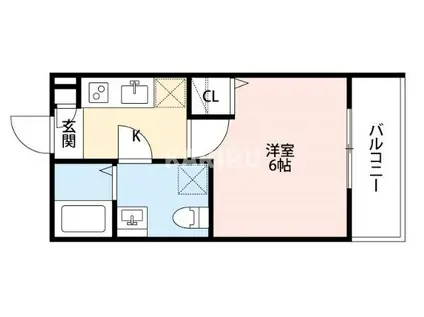 VALENTI中道(1K/3階)の間取り写真