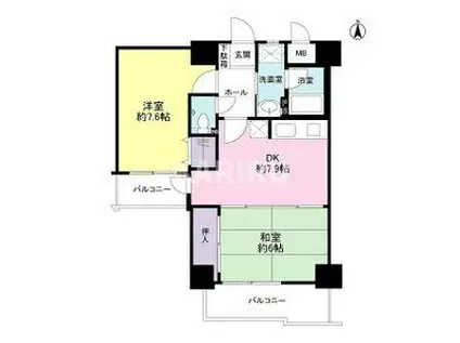 フォルム城東中央(2DK/7階)の間取り写真