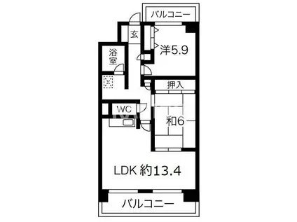 アビタ山本放出東(2LDK/8階)の間取り写真