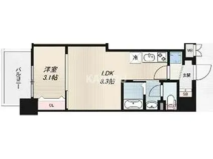 LUXE深江橋Ⅱ(1LDK/2階)の間取り写真