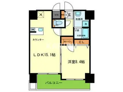 オルゴグラート森ノ宮 南館(1LDK/11階)の間取り写真