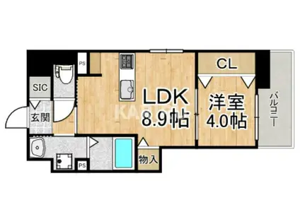 コーポラス京橋(1LDK/4階)の間取り写真