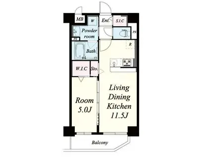 アフィーノ(1LDK/1階)の間取り写真