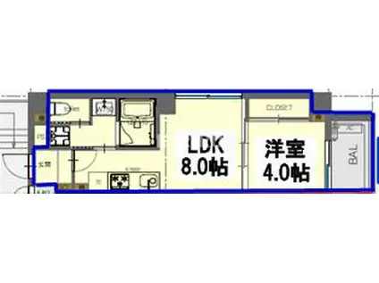 LUXE内代町(1LDK/2階)の間取り写真