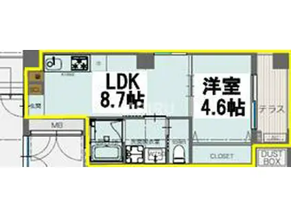 LUXE内代町(1LDK/1階)の間取り写真