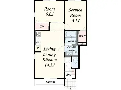 エリタージュ鶴見(1SLDK/1階)の間取り写真