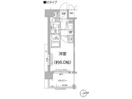 エスリード京橋ノースプレイス(1K/8階)の間取り写真