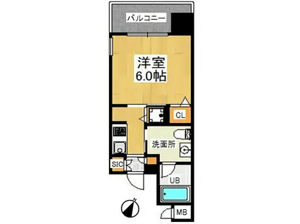 アリエ大阪城北(1K/4階)の間取り写真