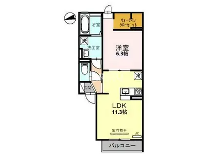 ルーナ ジェーナ(1LDK/2階)の間取り写真