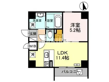 LAZO上汐(1LDK/8階)の間取り写真