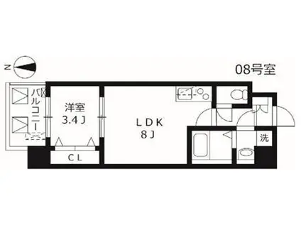 エムブイインプ大阪放出(1LDK/3階)の間取り写真