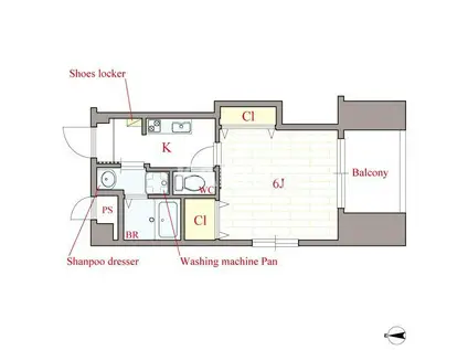 CHERRY HILLS(1K/6階)の間取り写真