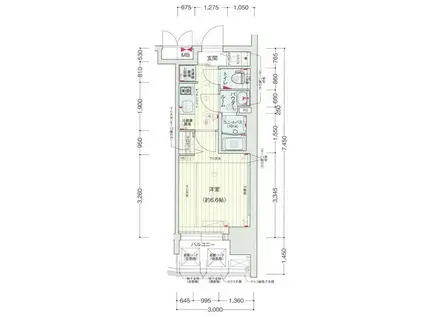 ファステート大阪城東グリッジ(1K/6階)の間取り写真