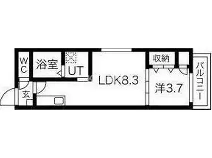 レジデンスコート深江橋(1LDK/2階)の間取り写真