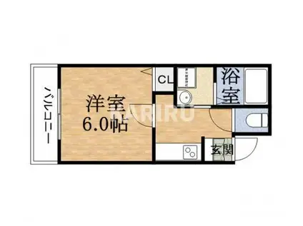 ハイグレード中宮Ⅰ(1K/2階)の間取り写真