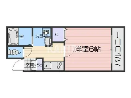 ハイグレード中宮Ⅰ(1K/2階)の間取り写真