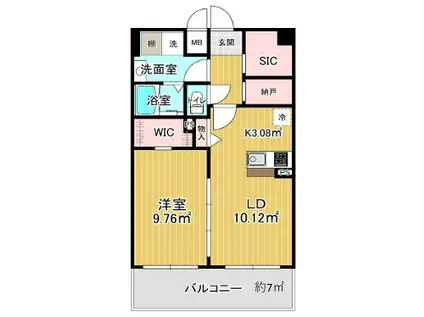 京橋パンション(1LDK/6階)の間取り写真