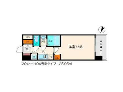 リッツ桜宮パークフロント(1K/5階)の間取り写真