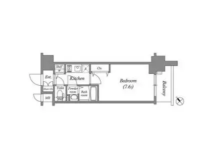エスリード大阪城アクシス(1K/9階)の間取り写真