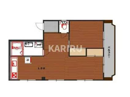 北通ハイツ(1LDK/4階)の間取り写真