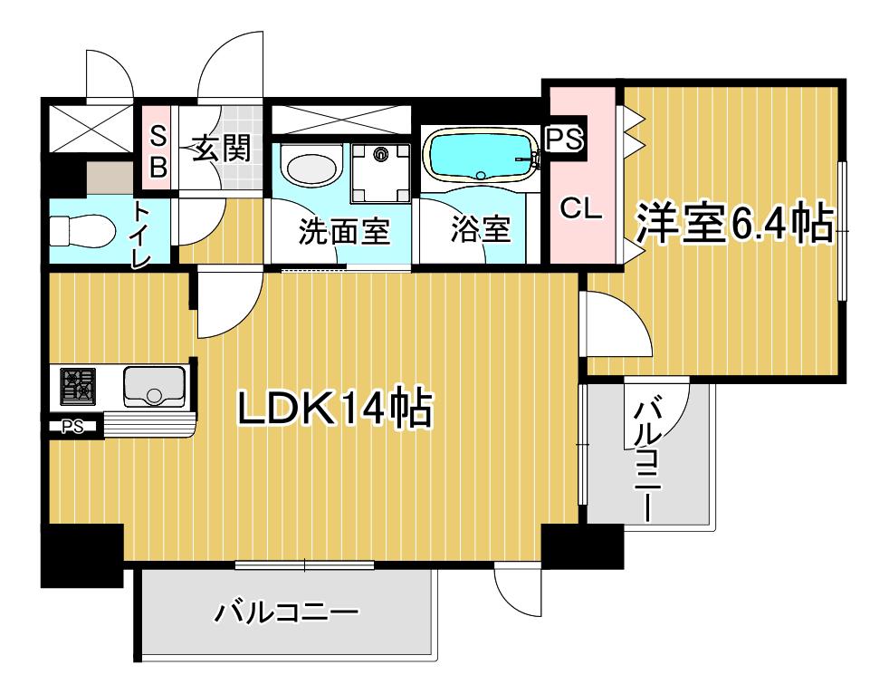 レジディア御所東(1LDK/8階)の間取り写真