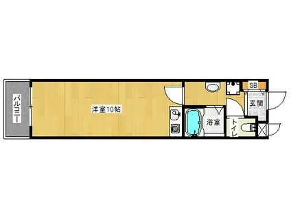 ドモス竹鼻(1K/4階)の間取り写真