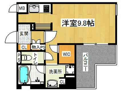 リーガル京都五条大宮(1K/4階)の間取り写真