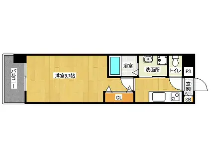 リヴ・フィールド・京美(1K/3階)の間取り写真