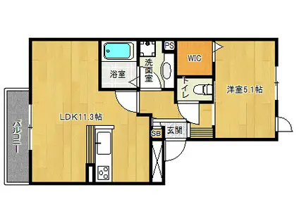 円町蒼憩舎(1LDK/1階)の間取り写真