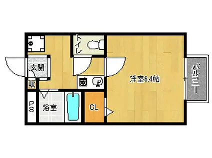 プリモベント長岡天神(1K/1階)の間取り写真