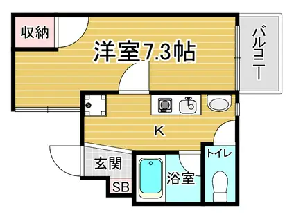 パラディーASAHI(1K/1階)の間取り写真