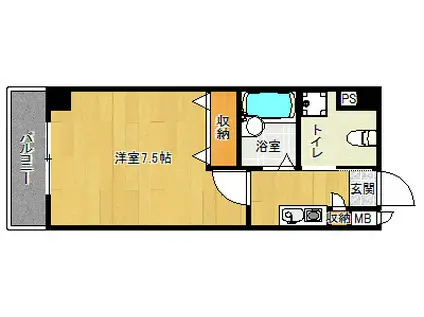 ピア・グレース錦Ⅱ(1K/3階)の間取り写真
