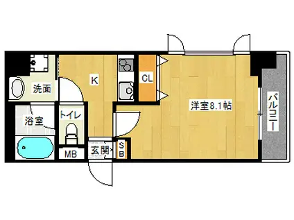 ベラジオ京都洛南2(1K/4階)の間取り写真
