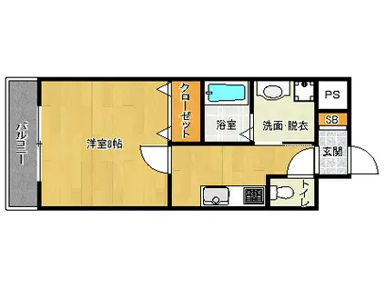 シュープリーム18・ヤヨイ(1K/3階)の間取り写真