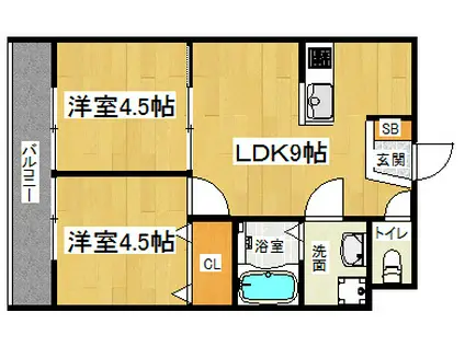 SAKURA VILLAGE(2DK/2階)の間取り写真