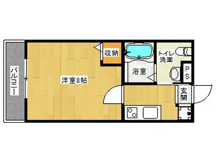 フラッティ壬生(1K/1階)の間取り写真