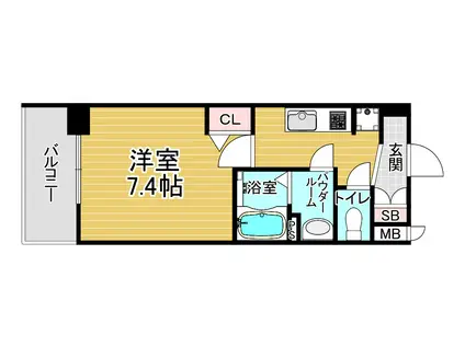 ソルテラス四条堀川(1K/2階)の間取り写真