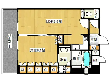 リーガル京都御所西Ⅱ(1LDK/1階)の間取り写真