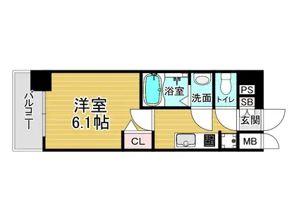 プレサンスTHE KYOTO 吉祥院(1K/1階)の間取り写真