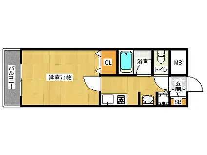 べラジオ五条烏丸(1K/6階)の間取り写真