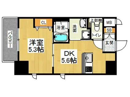 エステムコート京都西院(1DK/2階)の間取り写真