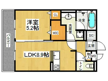 セレンディピティ堅田(1LDK/3階)の間取り写真