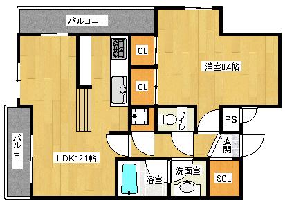 レジディア洛北(1LDK/5階)の間取り写真